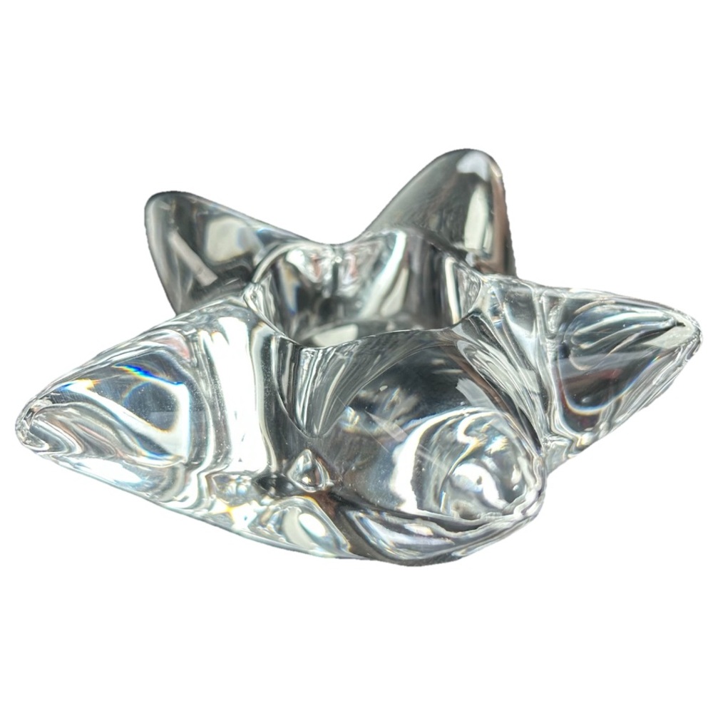 Orrefors Sweden Clear Star Shaped Glass Crystal Candle Holder